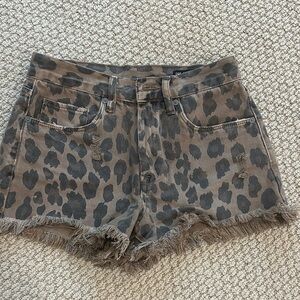 Blank NYC High Waist Leopard Print Shorts